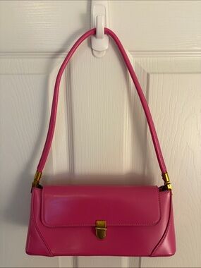 Hot Pink Shoulder Bag with Gold Hardware